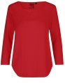 Dames T-Shirt Neutral Three Quarter Sleeve Rood